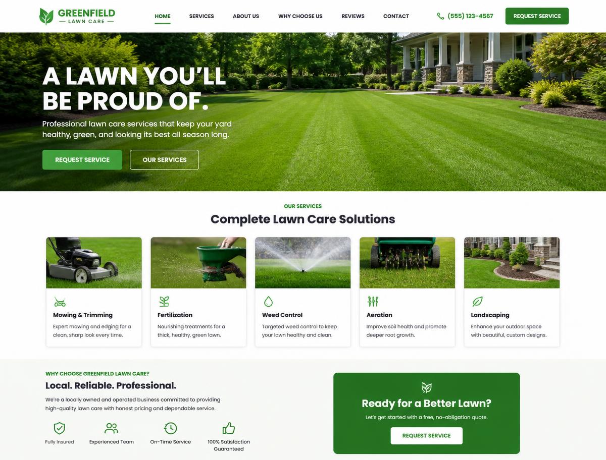 Kamron's Lawn Care website preview
