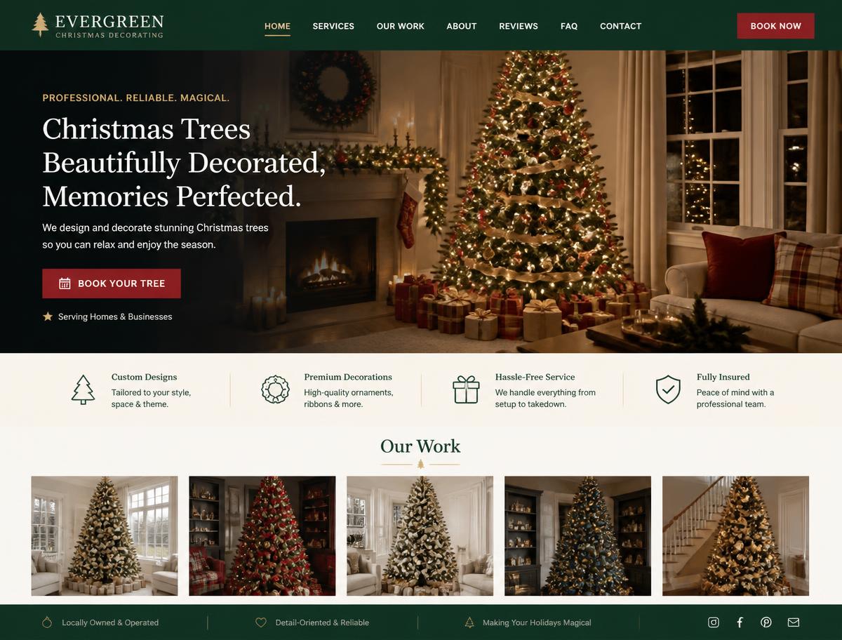 Joyful Tree Decorating website preview